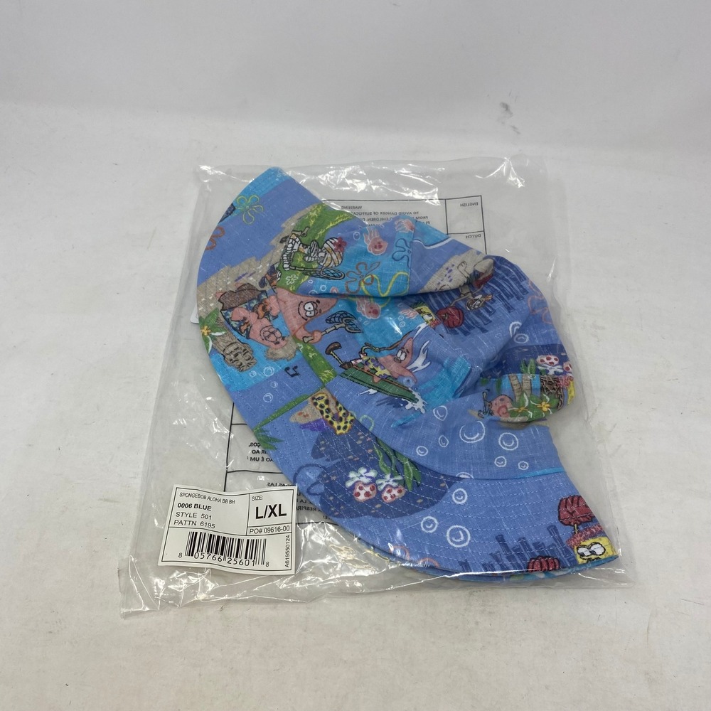 Reyn Spooner Kids Spongebob Aloha Bucket Hat Blue L/XL 501 6195 NEW
